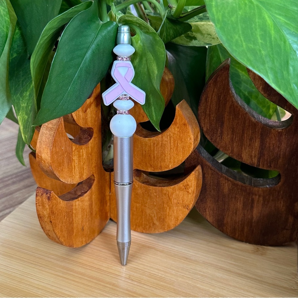 Handmade Silicone Beaded Pen 🎀 Breast Cancer Awareness +‎ Refill
